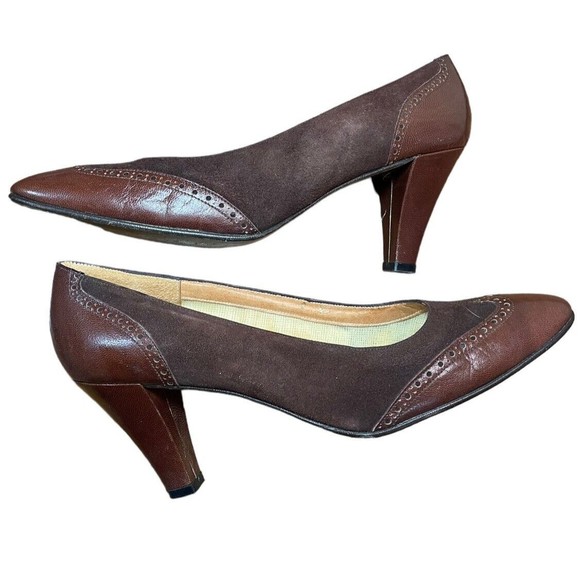 Pappagallo Dress Shoes Pumps Heels Size 8 N Red Brown‎ Leather Made in Spain - Picture 9 of 13